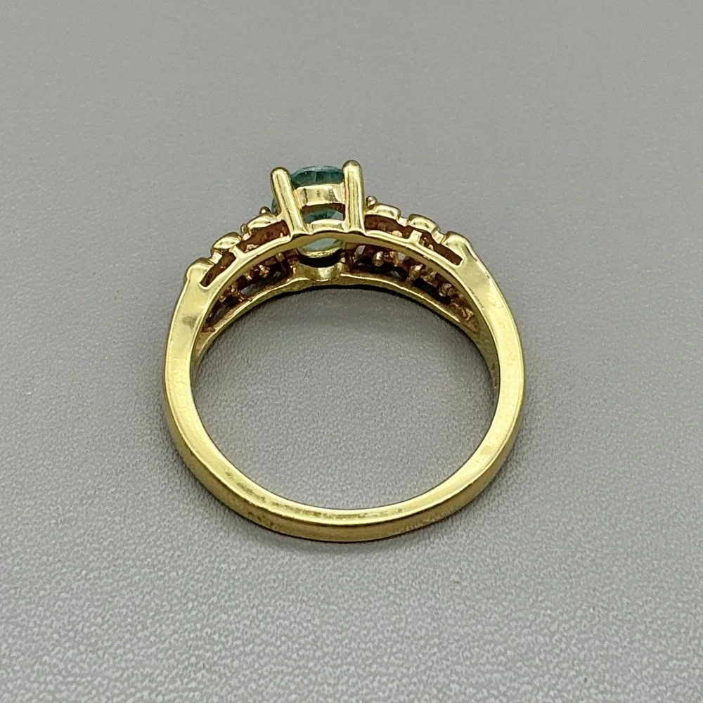 Vintage Avon Ring Gold Tone Blue Crystal Filigree Statement Ring Size 9